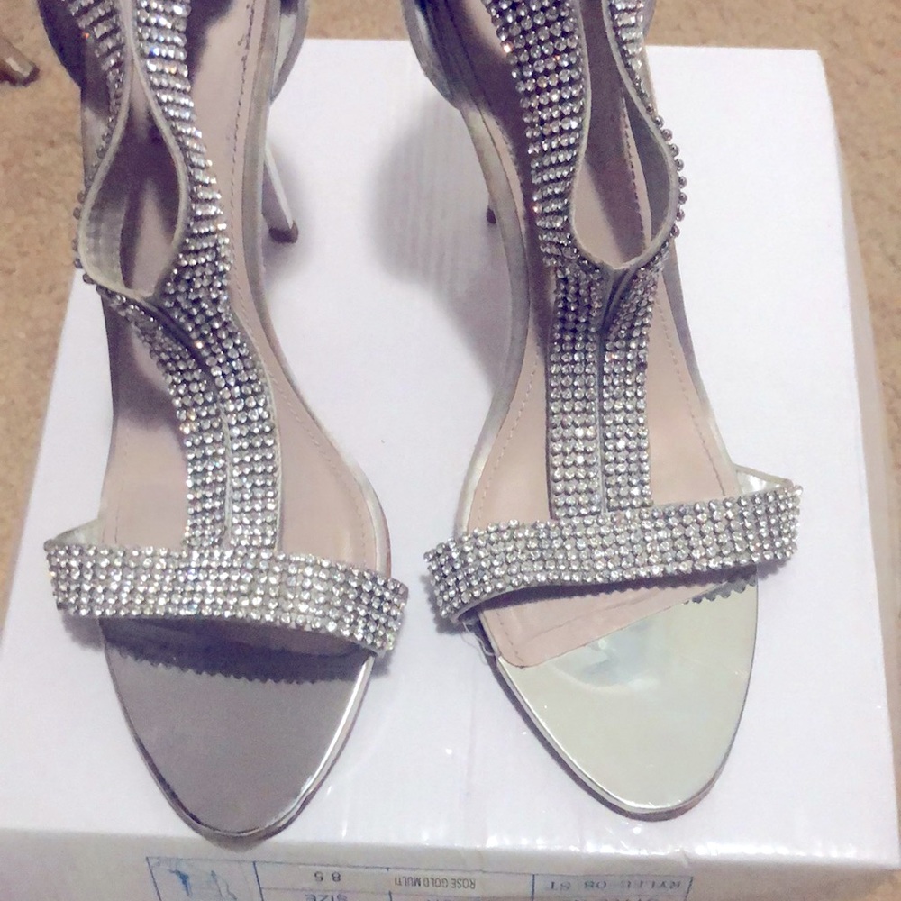 Glint Silver & Black High Heels Shoes